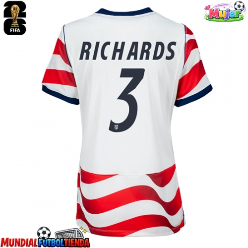 Camiseta Estados Unidos Chris Richards #3 Primera Equipación Replica Mundial 2026 para mujer mangas cortas